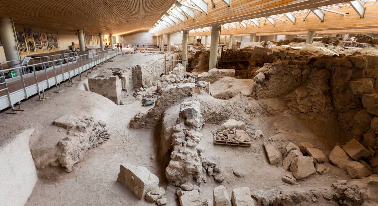 Akrotiri Archeological Site in Santorini Greece