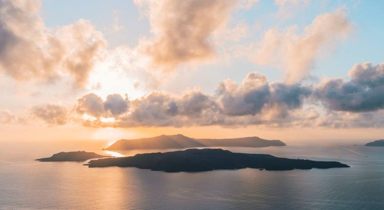 Santorini Mystery – View of the Famous Volcano in Santorini Greece