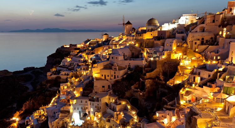 Night View of Oia Santorini Greece