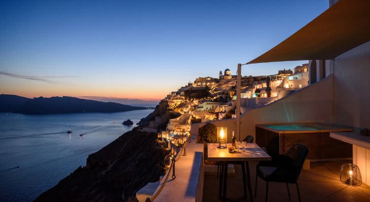 Strogili by Night in Oia Santorini Greece